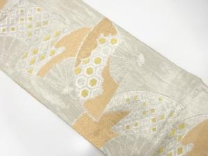 アンティーク　扇に古典柄模様織り出し袋帯(材料)